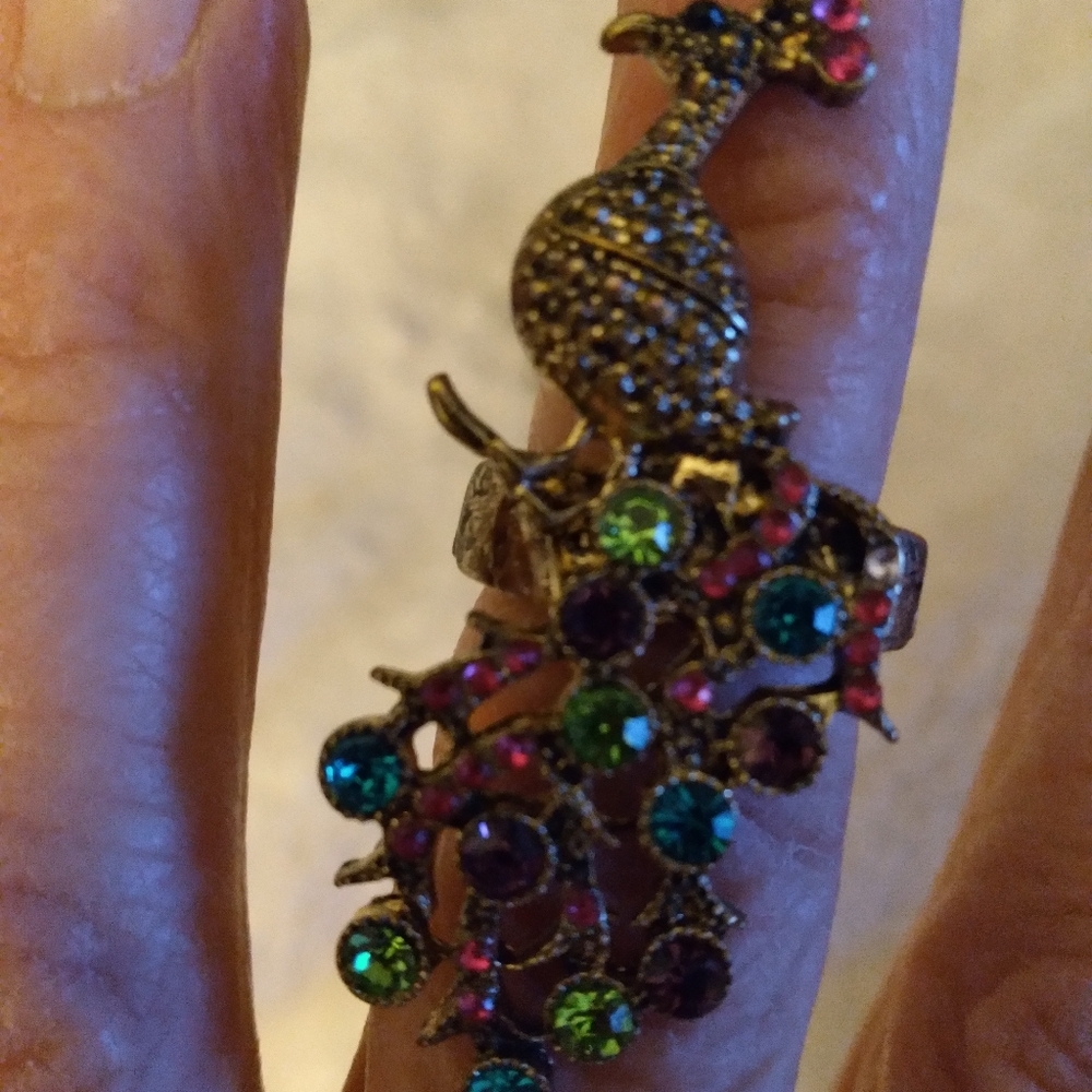 Steel Stretch  Peacock Ring